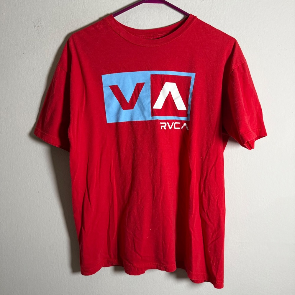 RVCA Mens Artist Network Program VA Logo Graphic T-Shirt Red Size Large